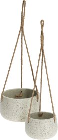 Lauko vazonas, pakabinamas, baltos sp., taškuotas, 21 x 21 x 12,5 cm.
