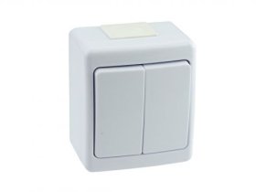 Jungiklis PAWBOL Beta, 2 klavišų, paviršinis, IP44, baltos sp., D.3110W2