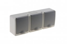 Kištukinis lizdas PAWBOL Beta, 3 vietų, paviršinis, su įž., IP44, pilkos sp., D.3615SSGGG/1