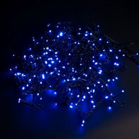 Šviečianti girlianda-varveklis SUNLUX U20, 450 LED su plonu laidu, 20 m., mėlyna spalva, IP44, tinka naudoti lauke, 20M-450-5