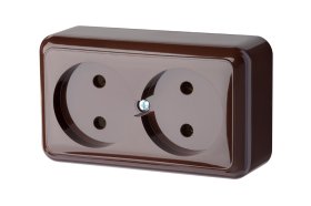 Kištukinis lizdas LIREGUS Delta, 2 vietų, paviršinis, rudos sp., be įžeminimo, PKL 10-003.Delta/R