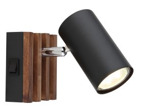 Kryptinis šviestuvas GLOBO Kayden, GU10, 1 x 25W, 230V, matinis metalas, tamsiai ruda mediena, 80 x 100 x 125 mm