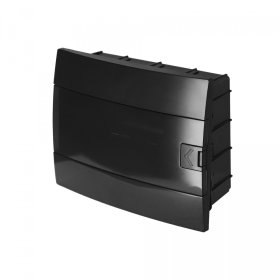 Automatinių jungiklių skydelis HOROZ, 12 modulių, IP40, su skaidriomis durelėmis, juodos sp., įleidžiamas