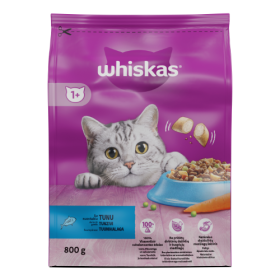 Sausas kačių ėdalas WHISKAS, visavertis pašaras su tunu, 800 g