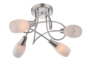 Pakabinamas šviestuvas GLOBO Gillian, E14, 4 x 40W, 230V, matinis nikelis, stiklas, 495 x 310 mm, 54983-4D