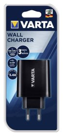 USB įkroviklis VARTA, 2xUSB 2,4A +1xType C 3.0A, max. 5.4A, 57958101401