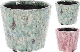 Kambarinis keraminis vazonas, įvairių sp., 14 x 14 x 12 cm.