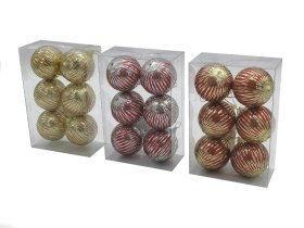 Eglutės žaisliukų rinkinys, įvairių sp., skersmuo 6 cm, 6 vnt.