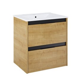 Vonios spintelės komplektas ELITA Set Teano 60, 46,5 x 61,3 x 61,1 cm, apatinė, pakabinama, su praustuvu, "HAMILTON" ąžuolos spalvos, 2DR (169615+18863), KPL169615