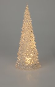 Kalėdinė eglutė, su LED apšvietimu ir baterijomis, 55 x 55 x 120 mm, skaidraus akrilo