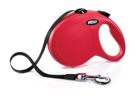 Pavadėlis FLEXI Classic, L, iki 50kg 5m juostelinis, raudonos spalvos