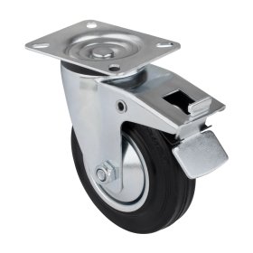 Pasukamas ratukas WALTECO, d-125 mm, su plokštele, su stabdžiu, apkrova 100 kg