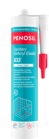 Akrilinis hermetikas PENOSIL Sanitary Silacryl Elastic 633, su fungicidais, skirtas sanitarinėms patalpoms, baltas, 300 ml