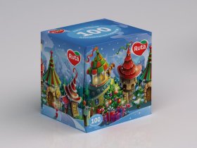 Kosmetinės servetėlės kalėdinėje dėžutėje RUTA, 100 vnt.