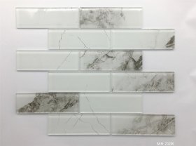 Stiklo mozaika MONA MOSAICS Td2108, 300 x 300 x 8 mm, 11 vnt./dėž., spl. balta/ baltas marmuras