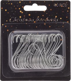 Kalėdų eglės žaisliukų kabliukai, 40 vnt., sidabrinės sp.