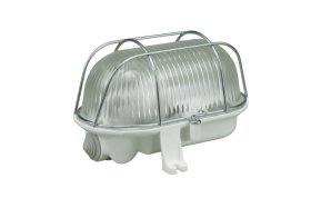 Specialiųjų patalpų šviestuvas PAWBOL, IP44, E27, 60 W, 220-240V, plastikas/stiklas, ovalus, su metalinėm grotelėm, baltos spalvos, D.3166