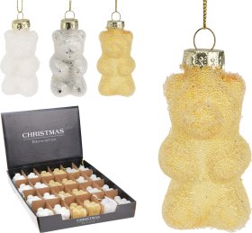 Eglutės žaisliukas Meškiukas, spalvos: aukso/sidabro, 36 x 35 x 71 mm