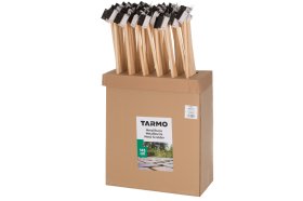 Kietas metalinis šepetys trinkelių tarpams TARMO, medinis kotas 145 cm