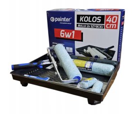 Dažymo komplektas PAINTER KOL1108, voleliai, volelių rankenos, vonelė, vonelės įdeklas, teleskopinis kotas, 9 vnt.