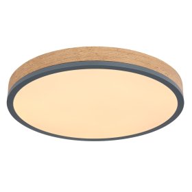 Lubinis LED šviestuvas GLOBO Doro, 24W, 230V, 3200 lm, 3000K, MDF medžio išvaizda, rėmas ažuolo, aliuminio grafito sp., 450 x 85 mm, 416080WD2R.