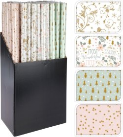 Kalėdinis dovanų pakavimo popierius, 4 skirtingų rūšių, 70 x 200 cm