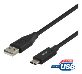 Įkrovimo laidas DELTACO USBC-1005M, USB Type-C - USB Type-A, 1,5 m, juodos sp.