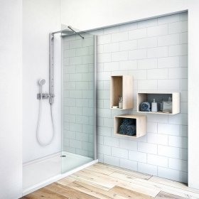 Dušo sienelė ROTH Tbs/1000, 100 x 201,2 cm, berėmė, blizgus profilis, skaidrus 6 mm sustiprintas stiklas