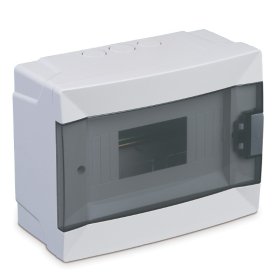 Automatinių jungiklių skydelis MAKEL, 8 modulių, IP40, su skaidriomis durelėmis, paviršinis