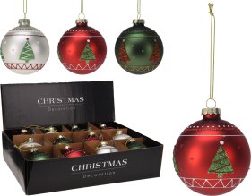 Eglutės žaisliukas, stiklas, 3 skirtingos sp., skersmuo 8 cm