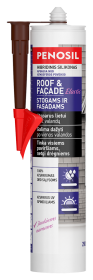 Silikoninis hermetikas PENOSIL Roof & Facade Elastic, 290 ml, rudas, elastingas, hibridinis