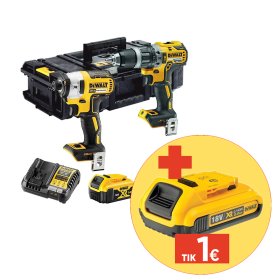 Akumuliatorinių įrankių rinkinys DEWALT, DCK266P2, (DCD796 + DCF887), galia 18 V, 2 x 5,0 Ah, įkroviklis + lagaminas komplekte