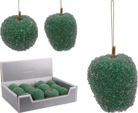 Eglutės žaisliukas Obuolys, žalios sp. su blizgučiais, 80 x 80 x 80 mm