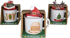 Kalėdinis puodelis, 3 dizainai, su 20 g karšto šokolado milteliais