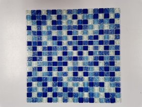 Stiklo mozaika MONA MOSAICS Hp6001, 300 x 300 x 6 mm, 15 vnt./dėž., spl. mėlyna/žydra/balta