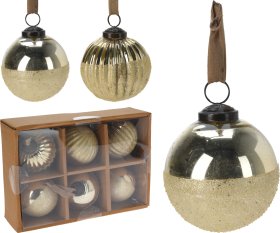 Eglutės žaisliukas, stiklas, 2 skirtingi dizainai, šampano sp., 8 x 8 x 8 cm