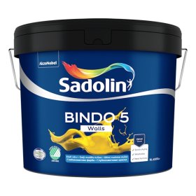 Vandeniniai vidaus dažai SADOLIN Bindo 5, 9 l, BW bazė, balti, visiškai matiniai