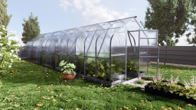 Šiltnamis KLASIKA Standart, 30 m2, su pamatu ir 4 mm polikarbonatinė danga, 2,5 x 12 m, lašo formos
