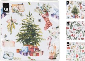 Kalėdinės servetėlės, 16 vnt., 3 skirtingi dizainai, 17 x 17 cm