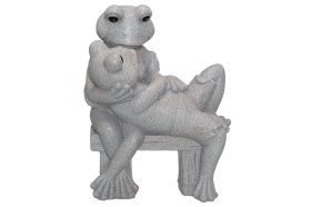 Sodo dekoracija 4Living VARLĖS, ant suoliuko, pilkos sp., 30 x 17 x 40 cm.