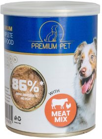 Konservuotas šunų ėdalas PREMIUM PET, mėsos paštetas, mėsos mišinys, 360g