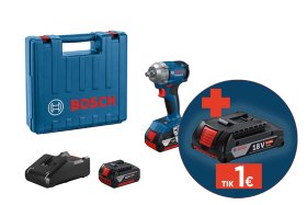Akumuliatorinis veržliasukis BOSCH Professional GDS 18 V-350, 18 V, komplekte 2 x 4,0 Ah akumuliatoriai ir kroviklis, 06019M5021
