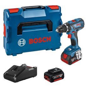 Akumuliatorinis gręžtuvas BOSCH Professional GSR 18V-28, 2 x 18V, 4.0 Ah akumuliatoriai, kroviklis, 63 Nm, metalinis griebtuvas, L-BOXX lagaminas