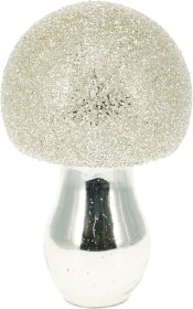 Kalėdinė dekoracija Grybas, stiklas, sidabrinės sp., 10 x 10 x 16 cm