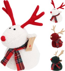 Kalėdinė dekoracija Elnias, 3 skirtingos spalvos: balta/žalia/raudona, 18 x 13 x 22 cm