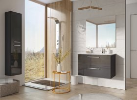 Vonios spintelės komplektas ELITA Roma Plus 80, 53 x 80 x 45,6 cm, apatinė, pakabinama, 2 stalčiai, antracito spalvos, su praustuvu