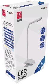 Stalinis šviestuvas AVIDE Abldl-Clip-1.5W, 1,5 W 220-240 V, 6400K, 120 lm, IP20, įkraunamas, dimer., baltos sp., sensorinis valdymas, USB įkrovimo laidas