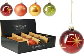 Eglutės žaisliukas, stiklas, 4 skirtingos sp., skersmuo 8 cm