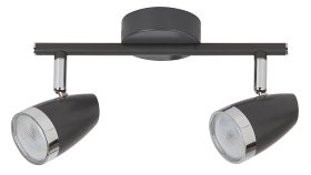 Kryptinis šviestuvas RABALUX Karen, LED, 2 x 4W, 230V, 3000K, 2 x 280 lm, IP20, metalas su plastiku, antracito sp., 255 x 83 x 150 mm, 6513