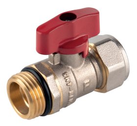 Daugiasluoksnių vamzdžių rutulinis ventilis FERRO, 1/2", 16 x 2 mm, raudonas, KNPEX16